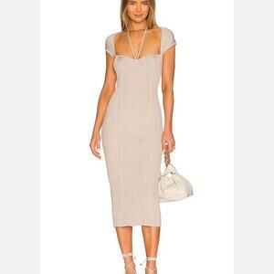 Johnathan Simkhai Florence Midi Dress in Stone Tan XS